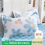 艾薇枕套一对磨毛枕头套学生枕芯套单人枕套 蓝色花开 48*74cm