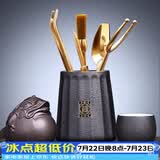 唐丰 茶道六君子茶具套装家用茶道配件陶瓷功夫茶勺茶夹茶针茶盘摆件 天福茶道+黄铜5+大肚金蟾+禅定杯