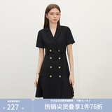 范思蓝恩正式气质通勤连衣裙女夏季收腰显瘦面试西装裙 黑色 S