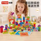 Hape(德国)儿童积木玩具自由拼搭120粒水果蔬菜积木男孩礼物E8303