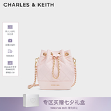 CHARLES&KEITH绗缝菱格链条水桶包双肩包包女包生日七夕礼物送女友CK2-10701506 Light Pink浅粉色 M