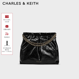 CHARLES&KEITH子母链条大容量流浪包托特包单肩斜挎包女包生日礼物CK2-40671449 【L号】Black黑色 L