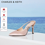 CHARLES&KEITH质感链条尖头高跟凉鞋子女鞋生日礼物送女友CK1-60280377 Beige米色 38 (245)