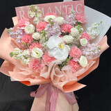 来一客鲜花速递康乃馨百合生日祝福礼物鲜花送妈妈老师同城配送 康乃馨白色蝴蝶兰花束