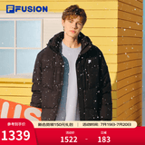 FILA FUSION斐乐潮牌情侣款羽绒服冬季新款宽松保暖连帽外套 正黑色-BK XXS