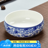 瓷牌茗茶具（cipaiming teaset）瓷牌茗粗陶特大号茶洗陶瓷青花瓷水洗碗杯笔洗玻璃茶杯父亲节礼物 陶瓷花香牡丹茶洗-小号（7英寸）