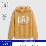 盖璞（GAP）女装春款撞色Logo宽松抓绒套头连帽衫卫衣上衣792499 黄色 M (165/88A) 亚洲尺码