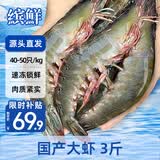 缤鲜国产 青岛海鲜大虾 净重3斤 4050规格 60-75只/盒-源头直发
