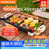 苏泊尔（SUPOR）电烤盘电烧烤炉 家用多功能锅 烤肉锅大容量1800W大功率猛火速烤 易清洁烤肉机GJ4025P801