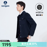 Navigare意大利小帆船纯羊毛夹克衫男秋冬保暖外套翻领时尚男装短装呢大衣 方钠石蓝 2XL /54