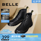百丽（Belle）潮搭马丁靴男冬季商场同款真皮英伦风休闲靴92267DD0预售 黑色(8孔) 40 (250mm)