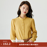 茵曼（INMAN）法式立领荷叶边泡泡袖衬衫衬衣18236304 香蕉黄 M