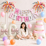 演绎 生日场景布置女孩3岁儿童生日装饰2岁4岁宝宝周岁派对气球10岁