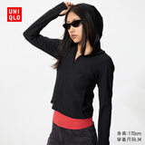 优衣库AIRism高弹力防紫外线拉链连帽开衫女装实测UPF100+483281 09 黑色 XS