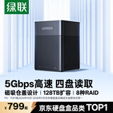 绿联硬盘柜硬盘盒 四盘位硬盘笼硬盘仓（8种RAID阵列 带温控风扇）适用2.5/3.5SATA串口机械固态硬盘