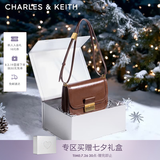 CHARLES&KEITH复古锁扣豆腐包单肩斜挎包包女包生日七夕礼物送女友CK2-80781400 DARK BROWN深棕色CK2-80782444 S/M