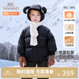 英氏（YEEHOO）儿童加厚羽绒服外套冬季防寒小熊羽绒服中大童外套超韧绒拜年服 亚光黑 105 cm-充绒量55g