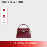 CHARLES&KEITH鳄鱼纹凯莉包手提斜挎婚包包女包生日礼物送女友CK2-50270880-1 Burgundy葡萄酒红色 S
