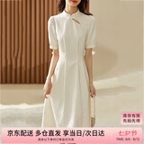 尚都比拉新中式气质连衣裙女夏季旗袍改良版中长款小个子A字裙 米白色 M