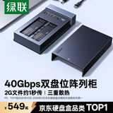 绿联M.2 NVMe多盘位固态硬盘盒 兼容雷电3/4 双盘支持软RAID磁盘阵列柜 支持脱机拷贝外置40Gbps硬盘柜
