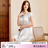 丝界重磅真丝睡裙女100%桑蚕丝凉感短袖绣花公主裙睡衣七夕情人节礼物