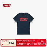 Levi's李维斯情侣美式宽松印花时尚简约舒适潮流纯棉圆领短袖T恤 藏青色 002A0-0002 L