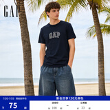 GAP男女装春季款纯棉字母logo短袖T恤常规上衣美版570044 海军蓝 S 美码 M亚洲码175/92A 【偏小，建议选大一码】