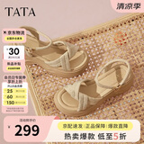 他她（TATA）黄圣依同款璀璨星空厚底凉鞋女外穿沙滩凉鞋CXT01BL6 杏色6 37