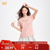 361°t恤衫女夏季新款潮流休闲宽松运动正肩上衣服短袖女装662629106-5
