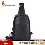 暇步士（Hush Puppies）胸包男牛皮腰包简约时尚运动单肩包潮流斜挎包七夕礼物