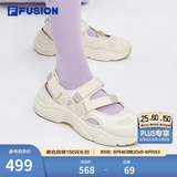 斐乐（FILA）FUSION斐乐玛丽珍凉鞋女鞋凉拖魔术贴海螺沙滩鞋 古白色/燕麦色-AO 37.5