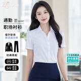 朝煦女商务衬衫职业正装白色短袖修身显瘦免烫通勤工作服面试衬衣上衣