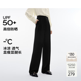 伊芙丽（eifini）秦岚代言【通勤防晒神裤】窄版阔腿裤女西装裤高级感垂感白色裤子 黑色 现货 S 155/60A