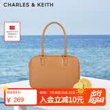 CHARLES&KEITH[折扣]纯色手提波士顿包斜挎包女士七夕礼物送女友CK2-30271398 Toffee中褐色 M