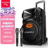 山水（SANSUI）A12-66 12吋广场舞音响 户外音响卡拉ok重低音蓝牙音响 便携式K歌移动舞台拉杆音箱大功率扩音器 旗舰版（12寸重低音+双麦）
