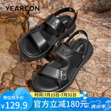 意尔康休闲两穿沙滩鞋男士厚底爸爸开车凉鞋 96650W 黑色2  43
