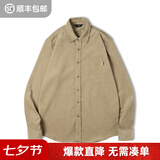 马登工装 美式休闲灯芯绒纯棉长袖衬衫叠穿内搭外套条绒衬衣男 浅卡其 L
