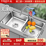 欧琳（OULIN）厨房水槽双槽洗菜盆双槽0涂层SUS304不锈钢加厚洗碗槽左右任选