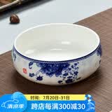 瓷牌茗茶具（cipaiming teaset）瓷牌茗粗陶特大号茶洗陶瓷青花瓷水洗碗杯笔洗玻璃茶杯父亲节礼物 陶瓷国色天香茶洗-小号（7英寸）