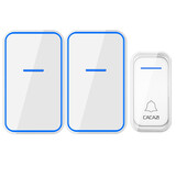 CACAZI/卡佳斯A68接收器不用电池门铃无线门铃家用呼叫器防水远距离一拖二拖一老人呼叫器电子门铃 【白色一拖二】即1按钮+2主机