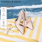 CHARLES&KEITH缎面蝴蝶结尖头高跟凉鞋女生日礼物送女友CK1-60361556 Light Pink浅粉色 35