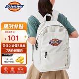 Dickies双肩书包男女初高中校园大容量收纳旅行背包帆布包电脑包浅灰白