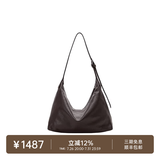 裘真（qiuzhen）【明星推荐】 经典hobo包植鞣牛皮腋下通勤休闲饺子女包 咖啡色-小号（羊皮） 小包/大包