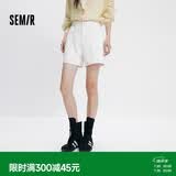 森马（Semir）森柔|牛仔裤女夏季做旧半松紧腰短裤复古潮流直筒裤103325122001
