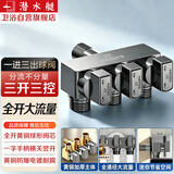 潜水艇球阀一进三出黄铜大流量四通三角阀 洗衣机马桶4分螺口冷热水通用