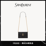 YSL圣罗兰 女士CASSANDRE ENVELOPE粒面皮革链条钱包ysl包包女包 黑色金链 U