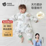 贝肽斯婴儿睡袋春秋竹棉纱布宝宝睡衣分腿儿童防踢被睡袋前6后4灵鹿 S