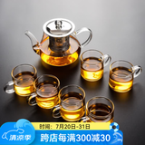 瓷牌茗茶具（cipaiming teaset） 透明玻璃茶具整套套装家用功夫茶壶茶杯会客泡茶器 透明把《八骏壶》6个把杯