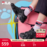 FILA 斐乐猫爪鞋4代女鞋老爹鞋情侣运动鞋复古时尚休闲鞋网面透气 【女款】黑-BK 38.5