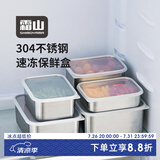 霜山304不锈钢保鲜盒冰箱收纳盒冷藏冷冻食物储物盒分装盒速冻盒 *京东专供【封面款套装】五件套